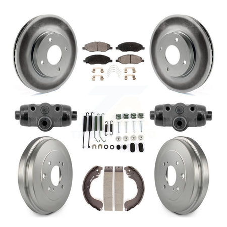 Front Rear Coat Brake Rotors Ceramic Pad Drum Kit (9Pc) For 2008 Nissan Versa 4-Wheel ABS KGT-103600