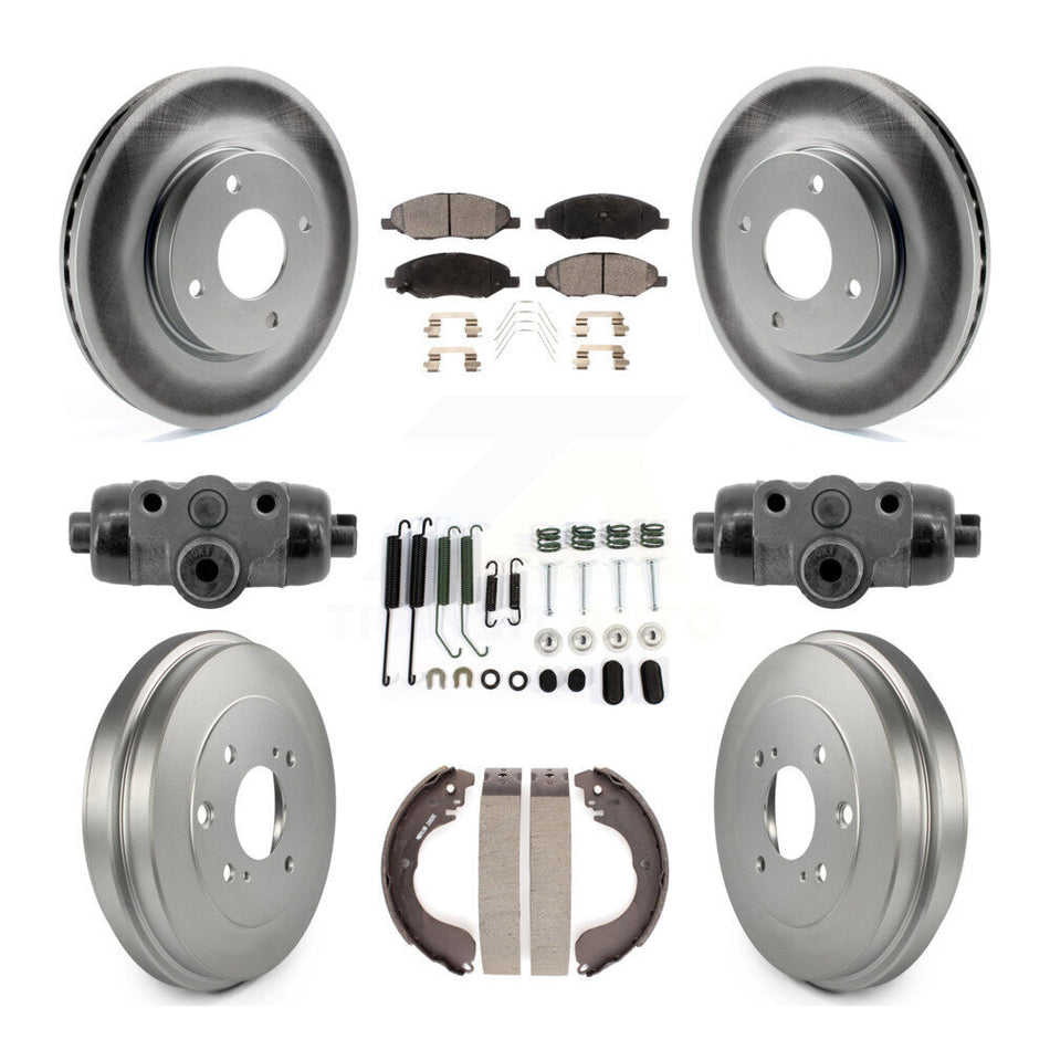 Front Rear Coat Brake Rotors Ceramic Pad Drum Kit (9Pc) For 2008 Nissan Versa 4-Wheel ABS KGT-103600