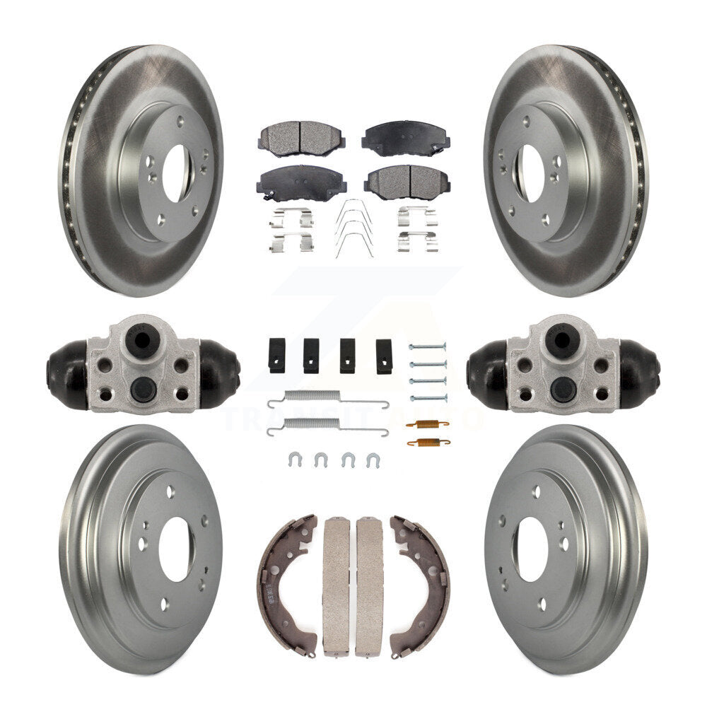 Front Rear Coated Disc Brake Rotors Ceramic Pads And Drum Kit (9Pc) For Honda Civic KGT-103602