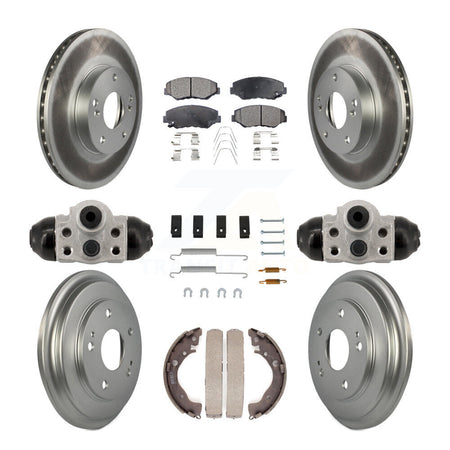 Front Rear Coated Disc Brake Rotors Ceramic Pads And Drum Kit (9Pc) For Honda Civic KGT-103602