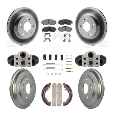 Front Rear Coated Disc Brake Rotors Ceramic Pads And Drum Kit (9Pc) For Honda Civic KGT-103603