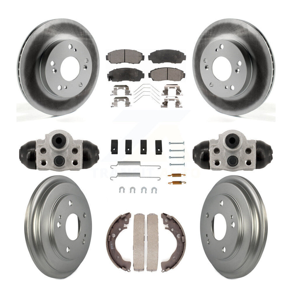 Front Rear Coated Disc Brake Rotors Ceramic Pads And Drum Kit (9Pc) For Honda Civic KGT-103603