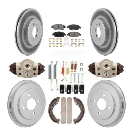 Front Rear Coated Disc Brake Rotor Ceramic Pad And Drum Kit (9Pc) For 2015-2019 Honda Fit KGT-103607