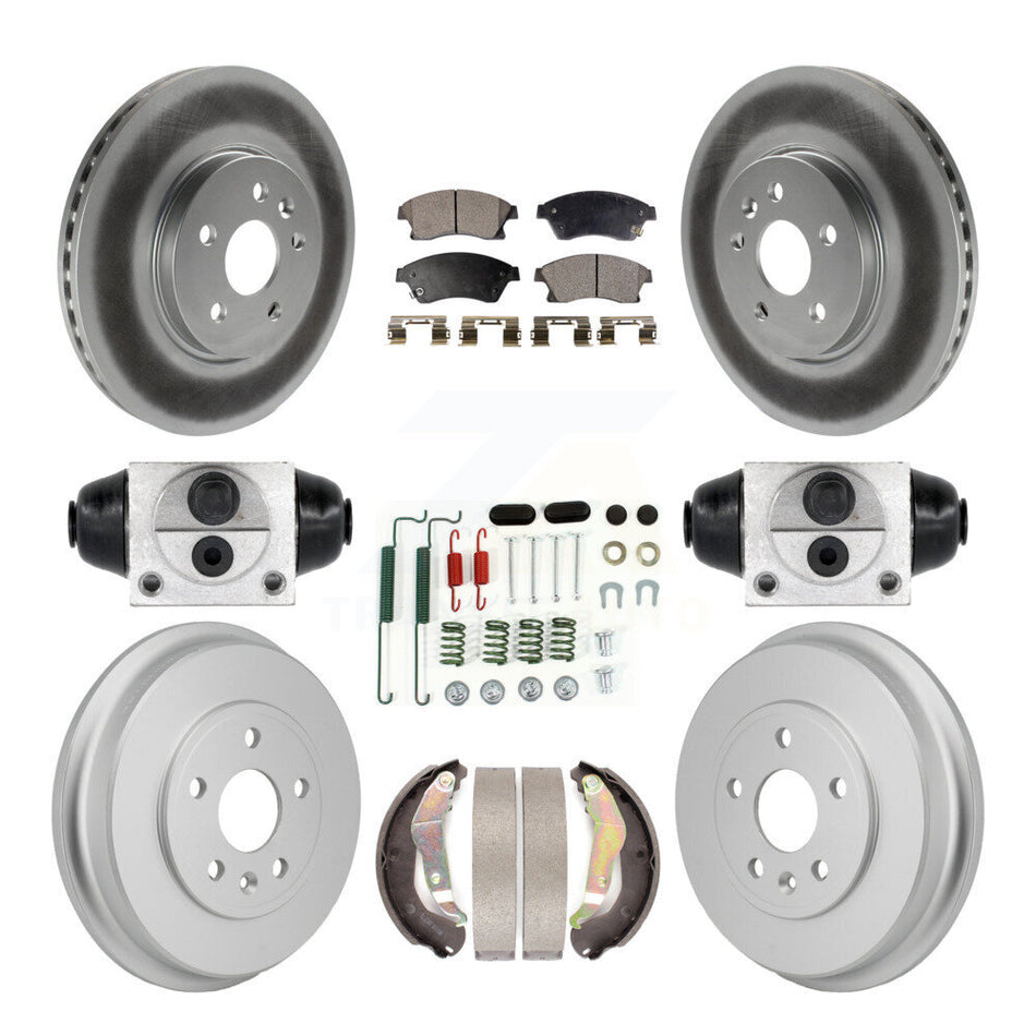 Front Rear Coated Brake Rotor Ceramic Pad Drum Kit (9Pc) For 2013-2014 Chevrolet Sonic RS KGT-103609