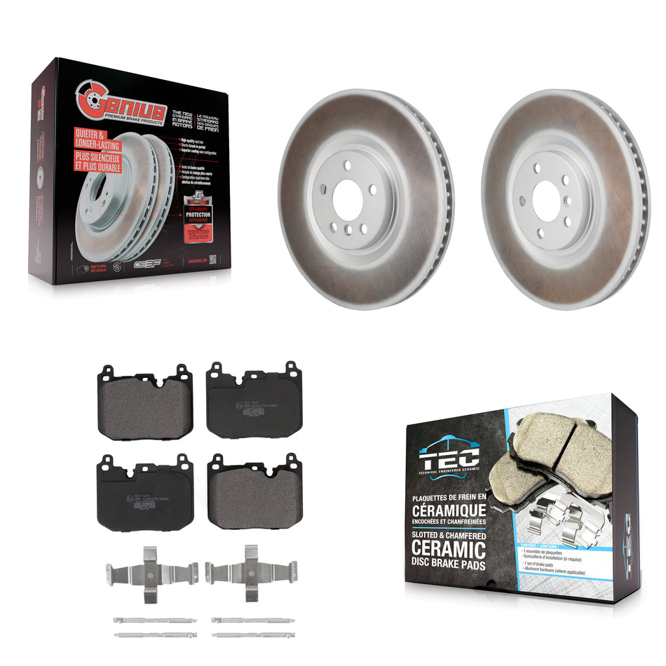 Front Coated Disc Brake Rotor & Ceramic Pad Kit For Mini Cooper Countryman BMW X2 Clubman KGT-103615