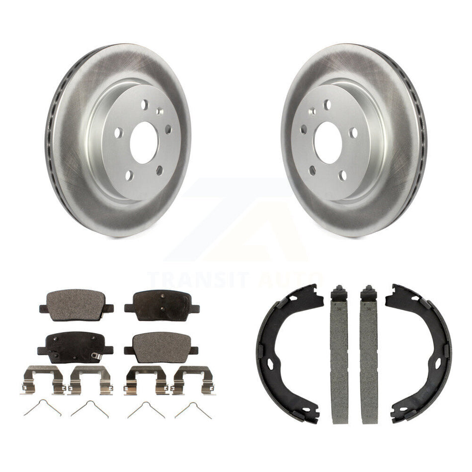 Rear Disc Coated Rotors Ceramic Pads And Parking Brake Shoes Kit For Chevrolet Camaro KGT-103618
