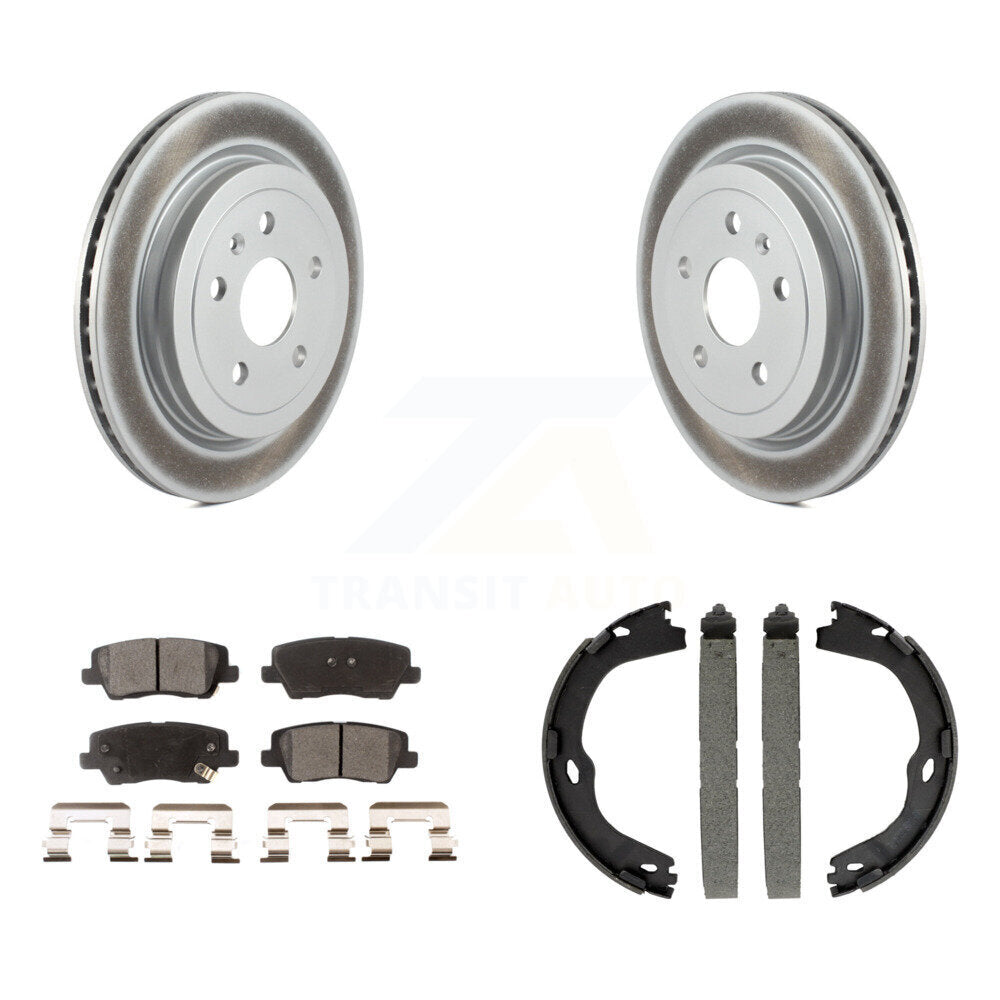 Rear Disc Coated Rotors Ceramic Pads And Parking Brake Shoes Kit For Cadillac CTS KGT-103622