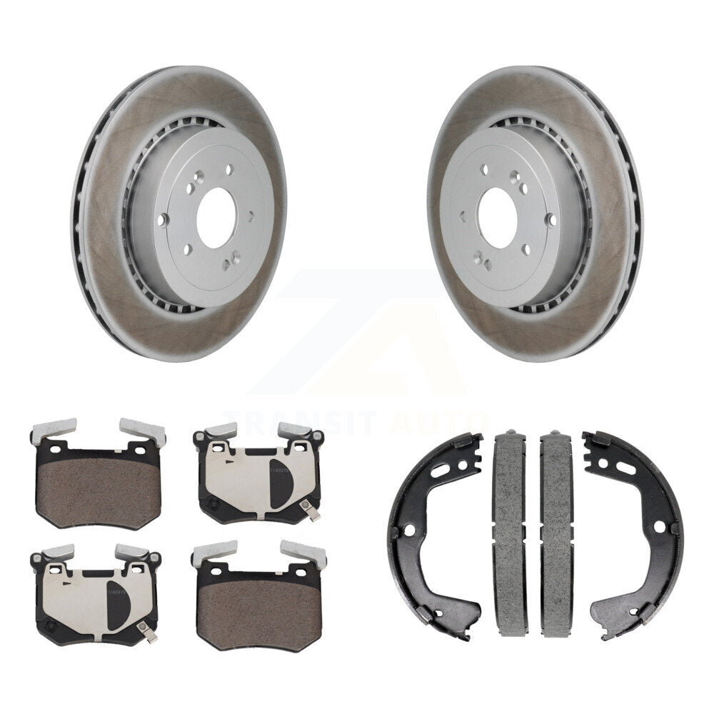 Rear Disc Coated Rotors Ceramic Pads Parking Brake Shoes Kit For Kia Stinger Genesis G70 KGT-103625