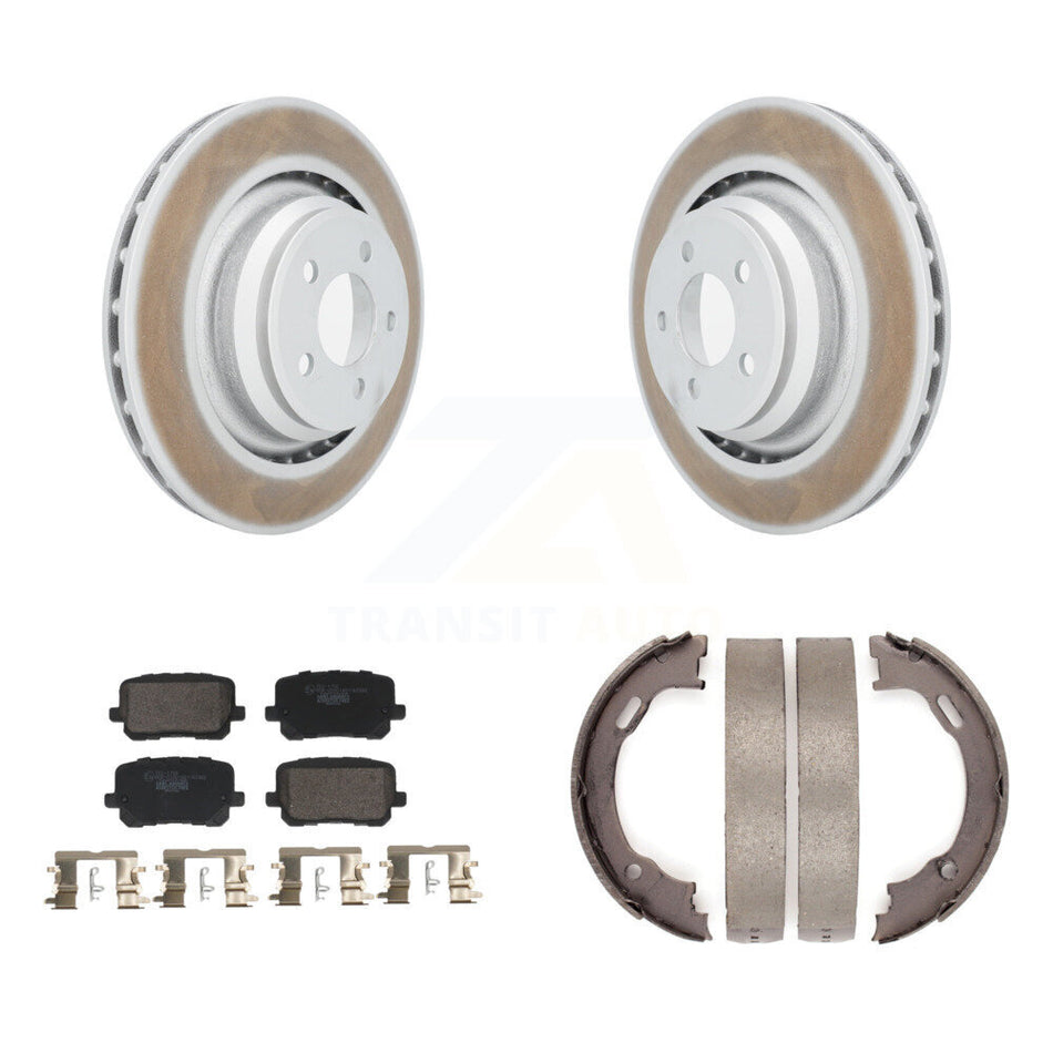 Rear Disc Coated Rotors Ceramic Pads And Parking Brake Shoes Kit For Dodge Charger KGT-103629