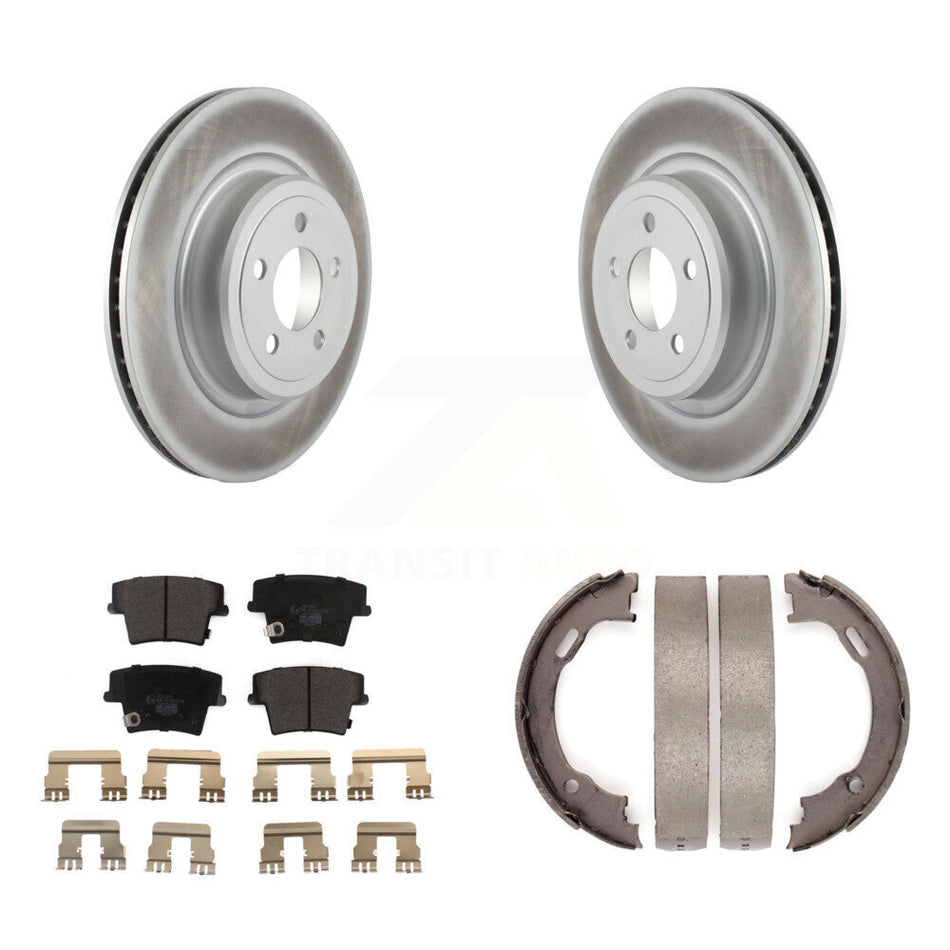 Rear Disc Coated Rotors Ceramic Pads And Parking Brake Shoes Kit For Dodge Charger Magnum KGT-103631
