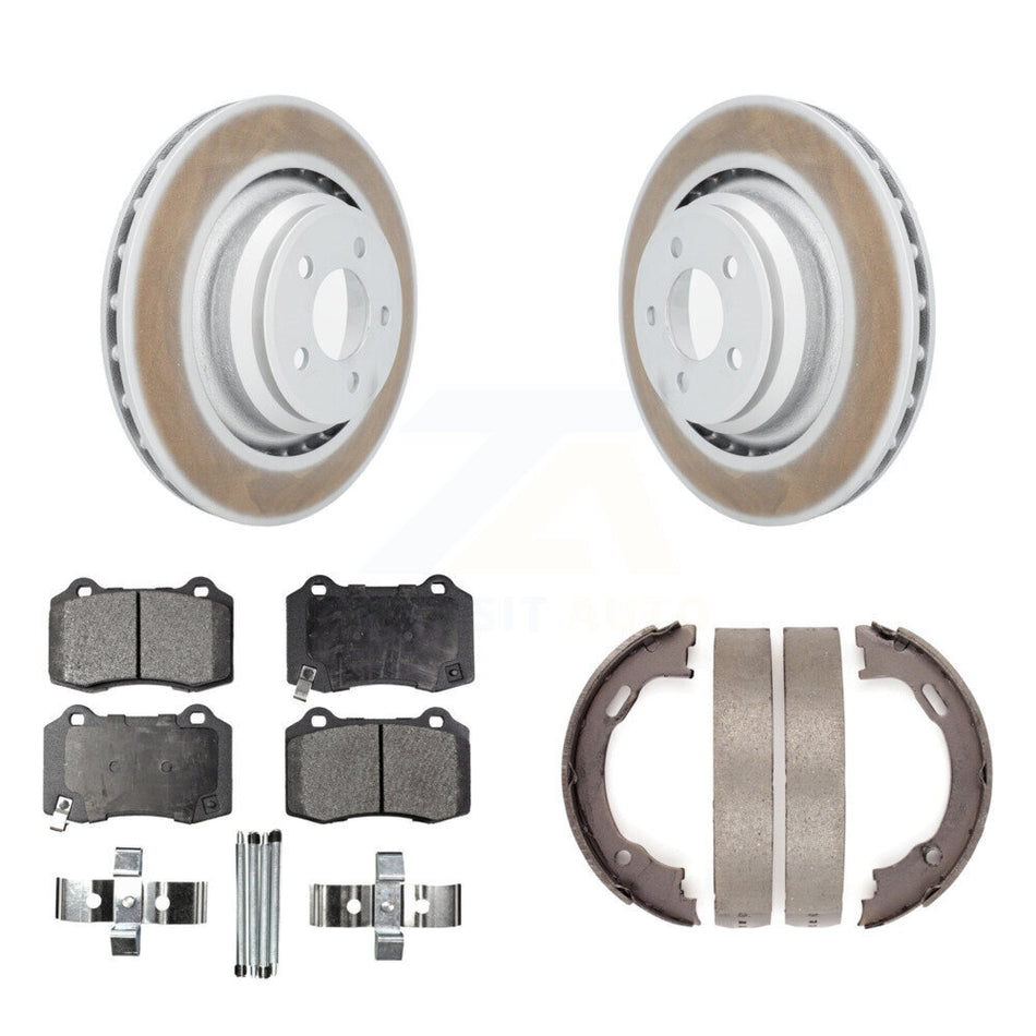 Rear Disc Coated Rotors Ceramic Pads And Parking Shoes Kit For Dodge Charger Chrysler 300 KGT-103634