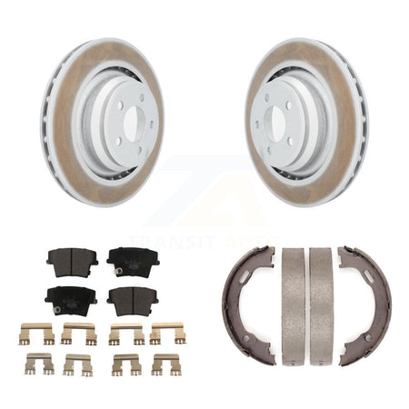 Rear Disc Coated Rotors Ceramic Pads And Parking Brake Shoes Kit For Dodge Charger KGT-103636