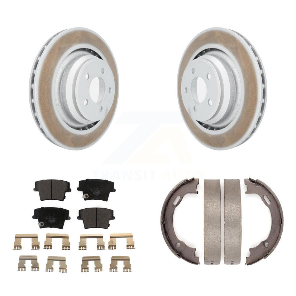 Rear Disc Coated Rotors Ceramic Pads And Parking Brake Shoes Kit For Dodge Charger KGT-103636