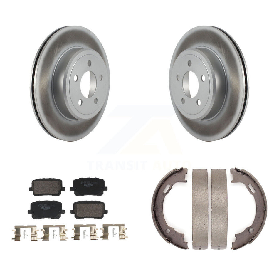 Rear Disc Coated Rotors Ceramic Pads & Parking Shoes Kit For Dodge Charger RWD with 5.7L KGT-103637