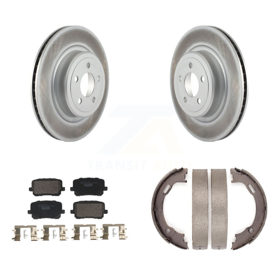 Rear Disc Coated Rotors Ceramic Pads Parking Shoes Kit For Dodge Charger Pursuit with RWD KGT-103638