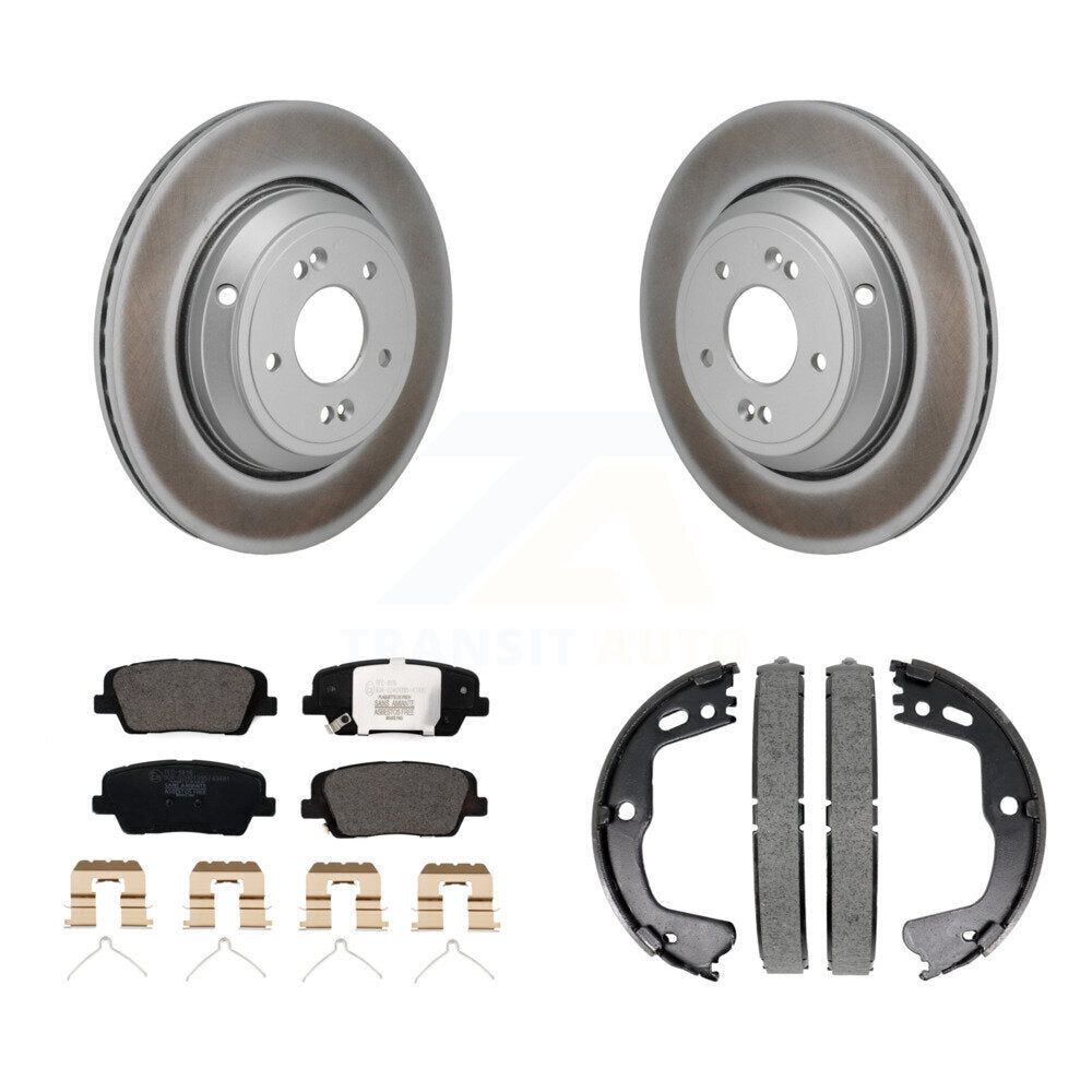 Rear Disc Coated Rotors Ceramic Pads And Parking Shoes Kit For 2018-2020 Genesis G80 3.3L KGT-103640