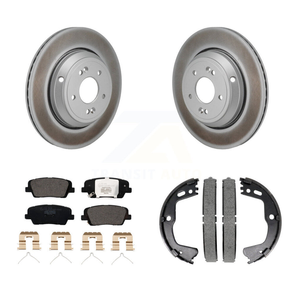 Rear Disc Coated Rotors Ceramic Pads And Parking Shoes Kit For 2018-2020 Genesis G80 3.3L KGT-103640