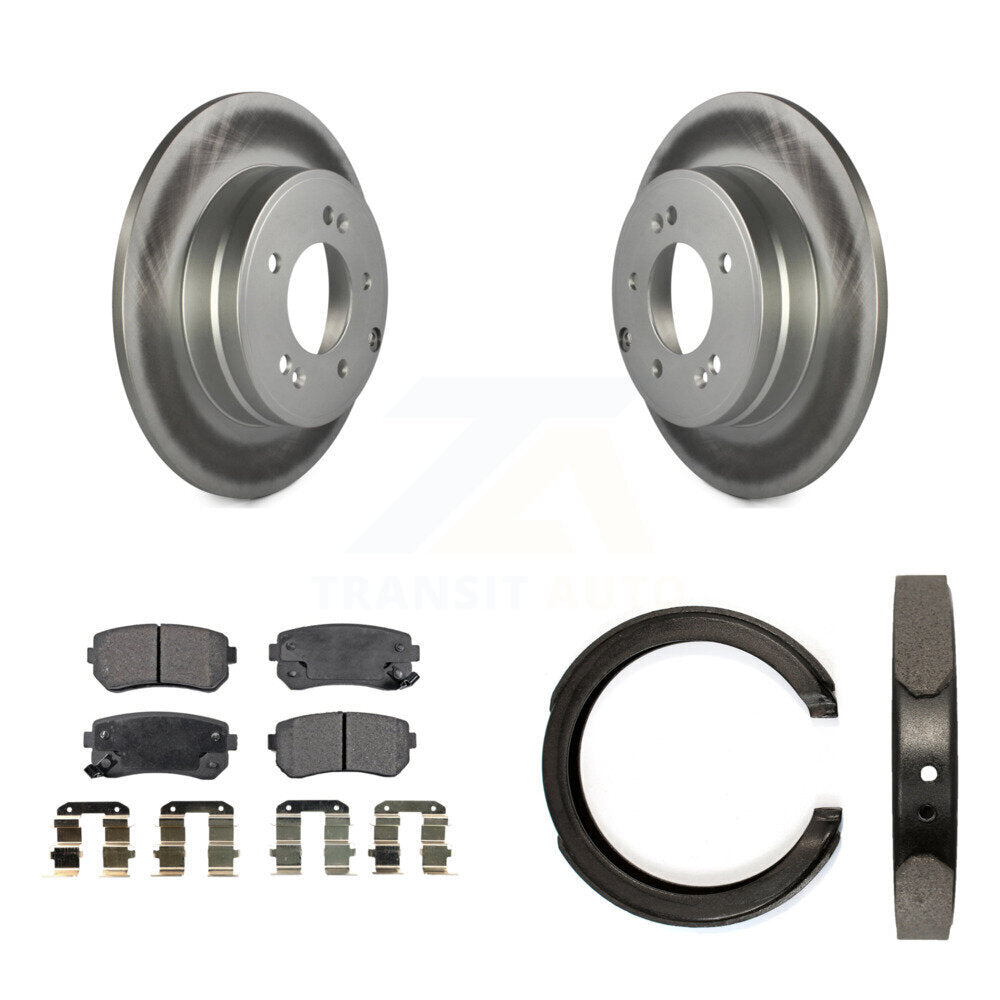 Rear Disc Coated Rotors Ceramic Pads And Parking Shoes Kit For Hyundai Tucson Sonata Kia KGT-103644