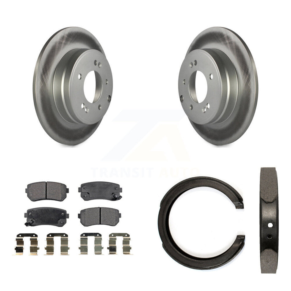 Rear Disc Coated Rotors Ceramic Pads And Parking Shoes Kit For Hyundai Tucson Sonata Kia KGT-103644