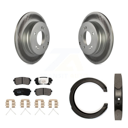 Rear Disc Coated Rotors Ceramic Pads And Parking Brake Shoes Kit For Kia Optima KGT-103645