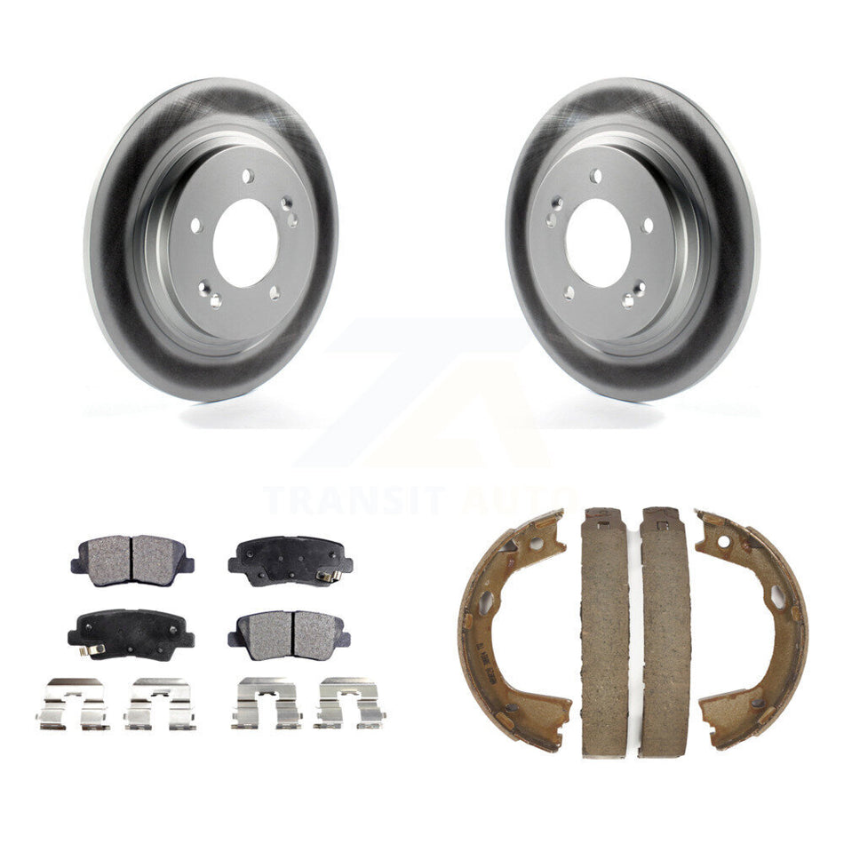 Rear Disc Coated Rotors Ceramic Pads And Parking Brake Shoes Kit For Kia Optima KGT-103649