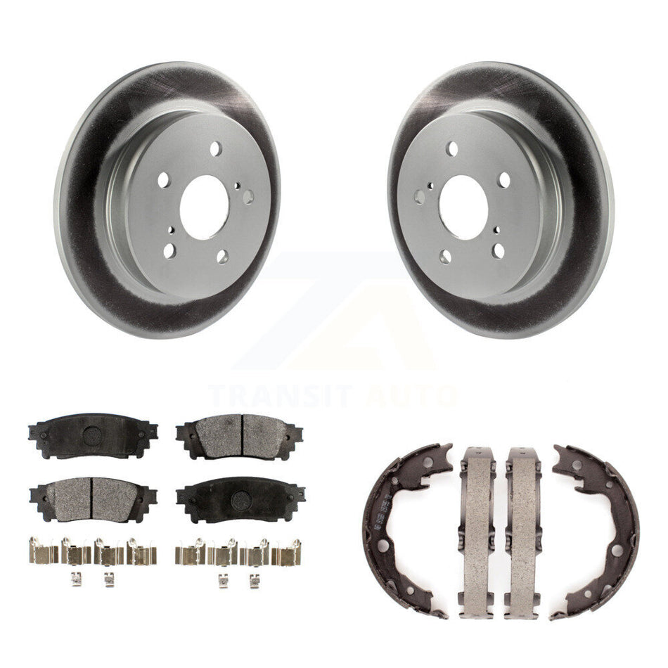 Rear Disc Coated Rotors Ceramic Pads And Parking Brake Shoes Kit For Toyota Camry RAV4 KGT-103653