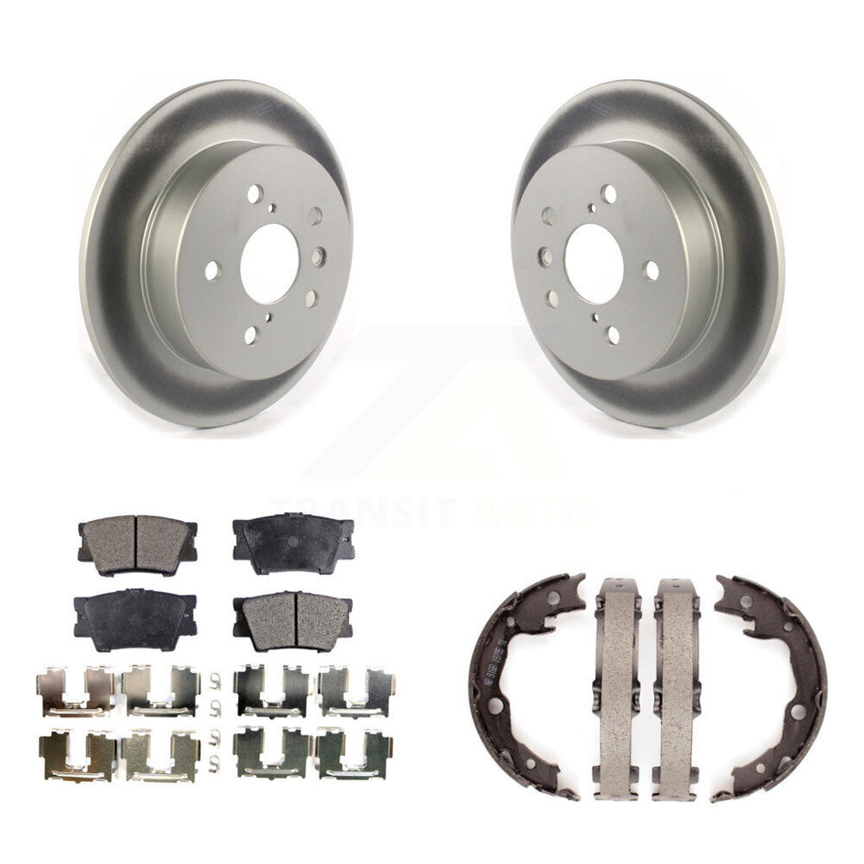 Rear Disc Coated Rotors Ceramic Pads And Parking Brake Shoes Kit For Toyota Camry KGT-103654