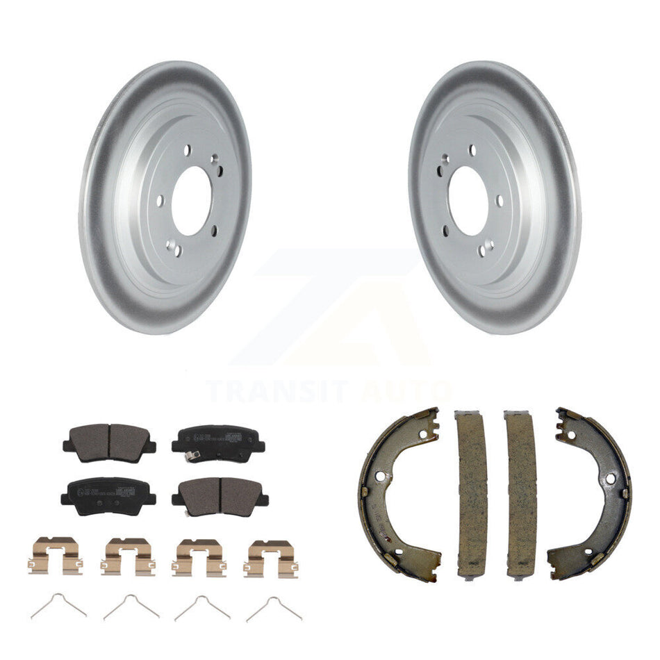 Rear Disc Coated Rotors Ceramic Pads & Parking Shoes Kit For Kia Sportage Hyundai Tucson KGT-103655