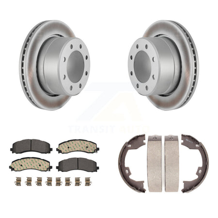 Rear Disc Coated Rotors Ceramic Pads And Parking Brake Shoes Kit For Ram 2500 3500 KGT-103657