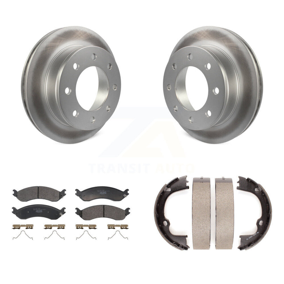 Rear Disc Coated Rotors Ceramic Pads Parking Shoes Kit For GMC Chevrolet Savana 2500 3500 KGT-103660
