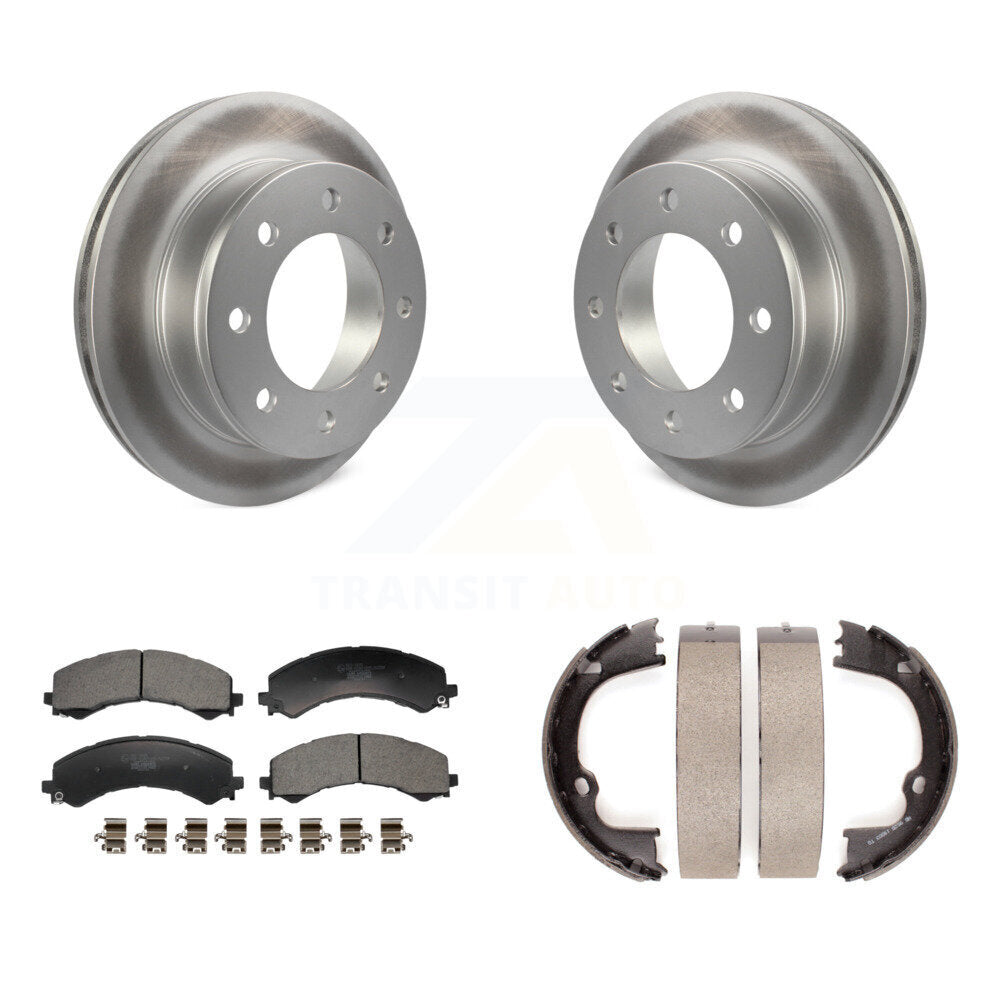 Rear Disc Coated Rotors Ceramic Pads And Parking Shoes Kit For GMC Savana 2500 Chevrolet KGT-103661