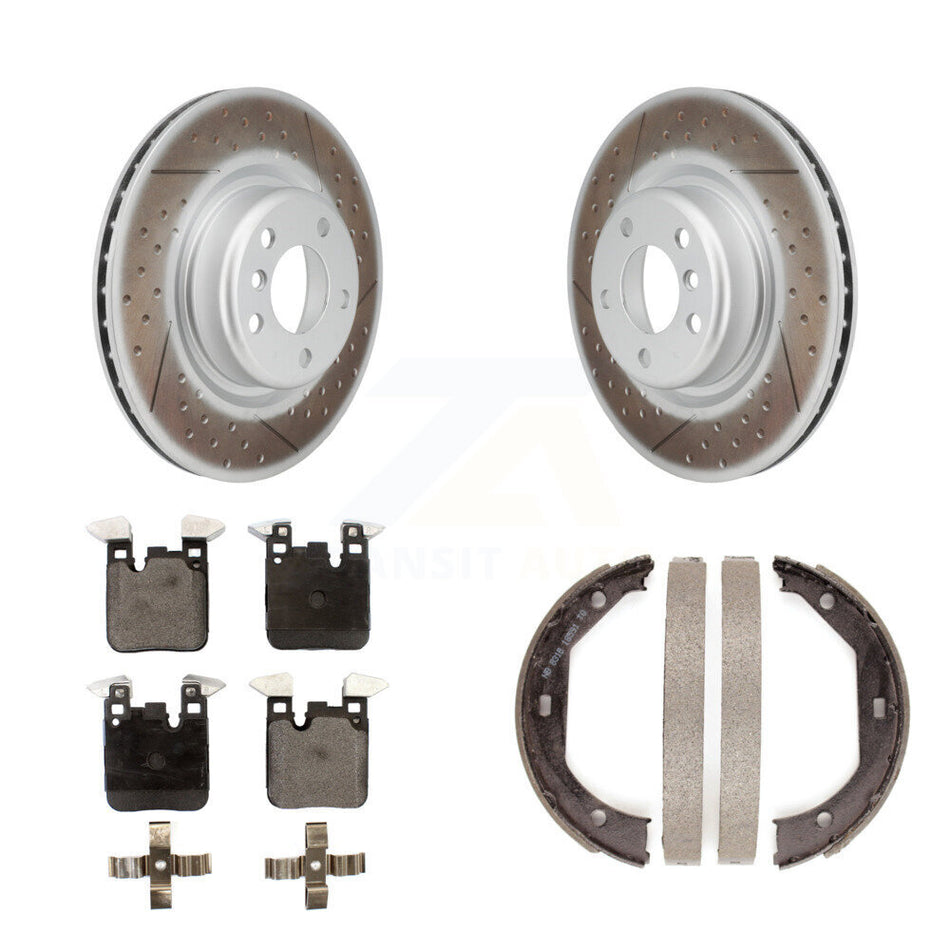 Rear Disc Coated Rotors Ceramic Pads And Parking Shoes Kit For BMW 328i 320i xDrive 428i KGT-103663