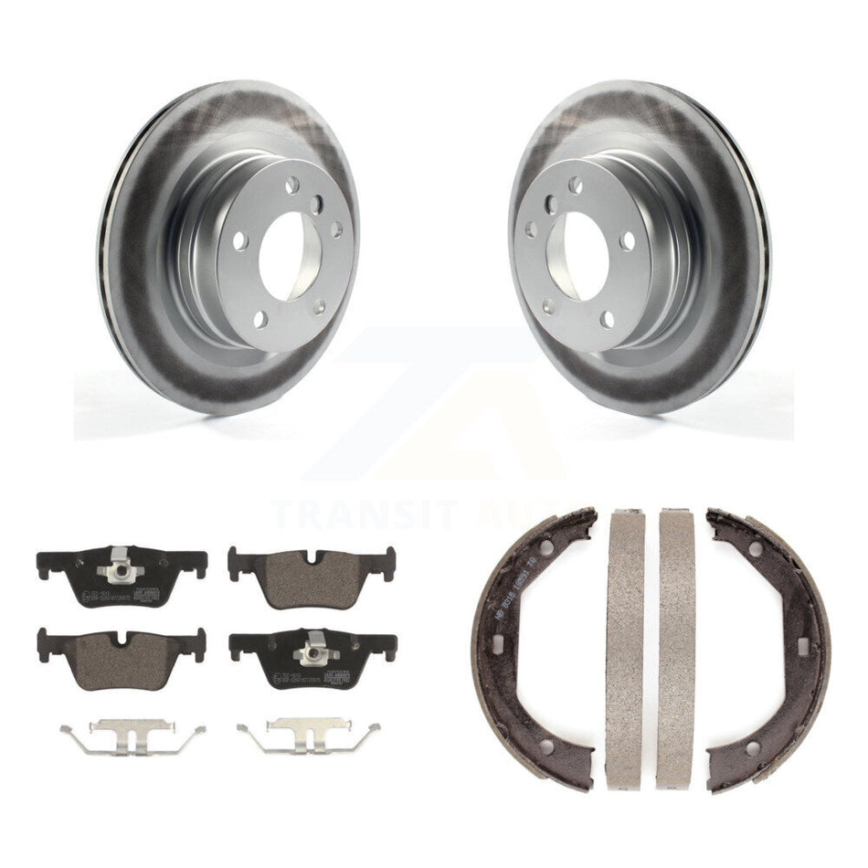 Rear Disc Coated Rotors Ceramic Pads Parking Shoes Kit For BMW 328i Convertible with 2.0L KGT-103666