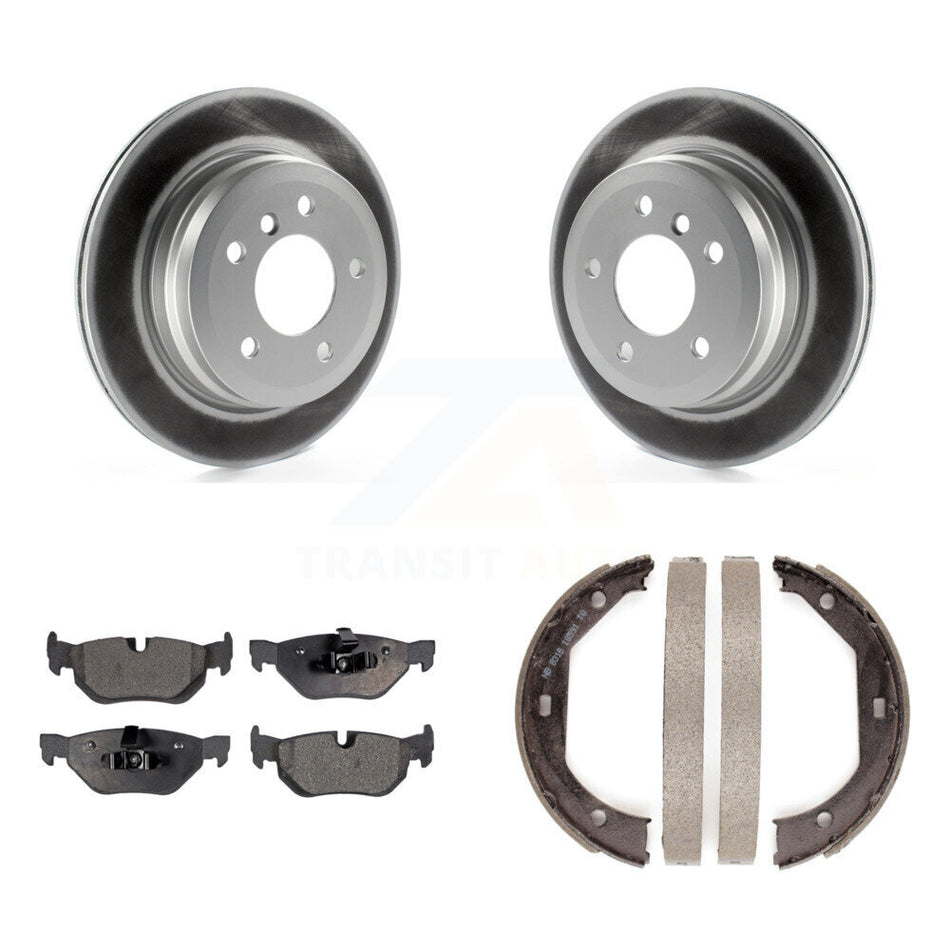 Rear Disc Coated Rotors Ceramic Pads Parking Shoes Kit For BMW 328i xDrive X1 328xi 325xi KGT-103668