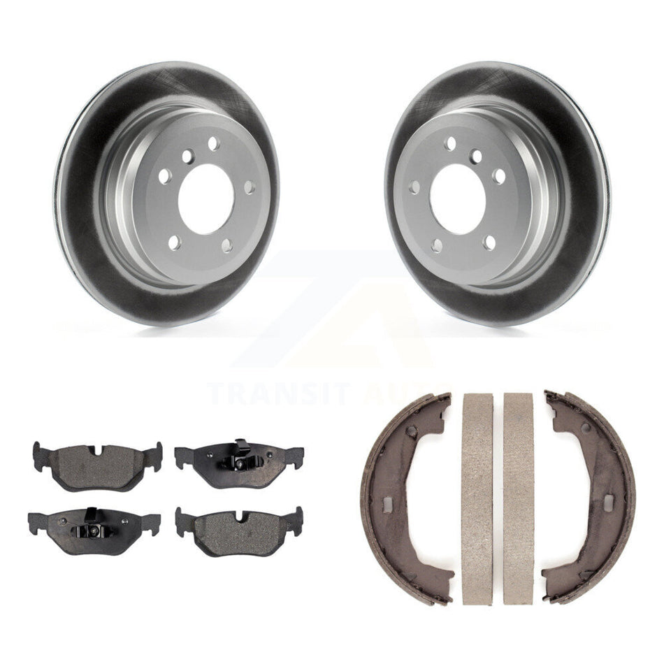 Rear Disc Coated Rotors Ceramic Pads Parking Shoes Kit For 2012 BMW 328i Wagon with 3.0L KGT-103669