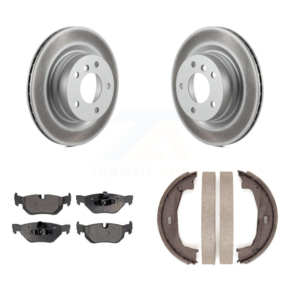 Rear Disc Coated Rotors Ceramic Pads And Parking Brake Shoes Kit For BMW 323i 328i 325i KGT-103670