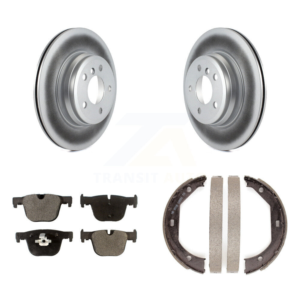 Rear Disc Coated Rotors Ceramic Pads Parking Shoes Kit For BMW 330i xDrive 328i 335i 428i KGT-103671