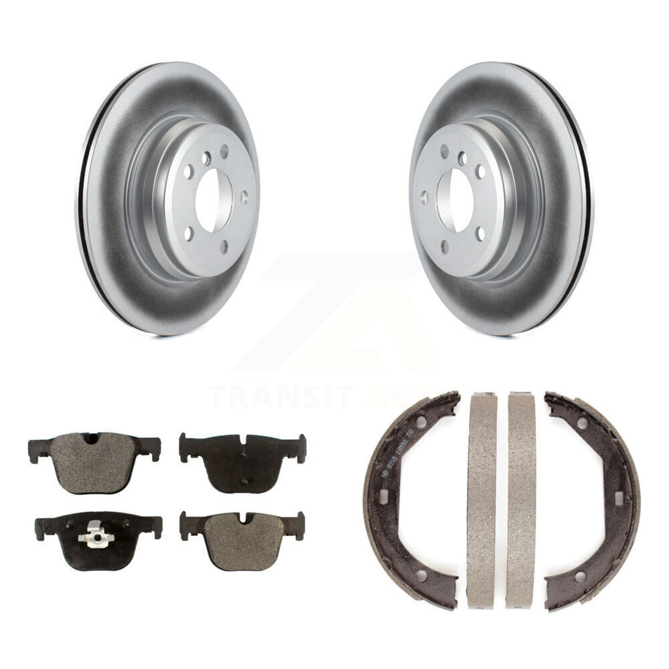 Rear Disc Coated Rotors Ceramic Pads Parking Shoes Kit For BMW 330i xDrive 328i 335i 428i KGT-103671