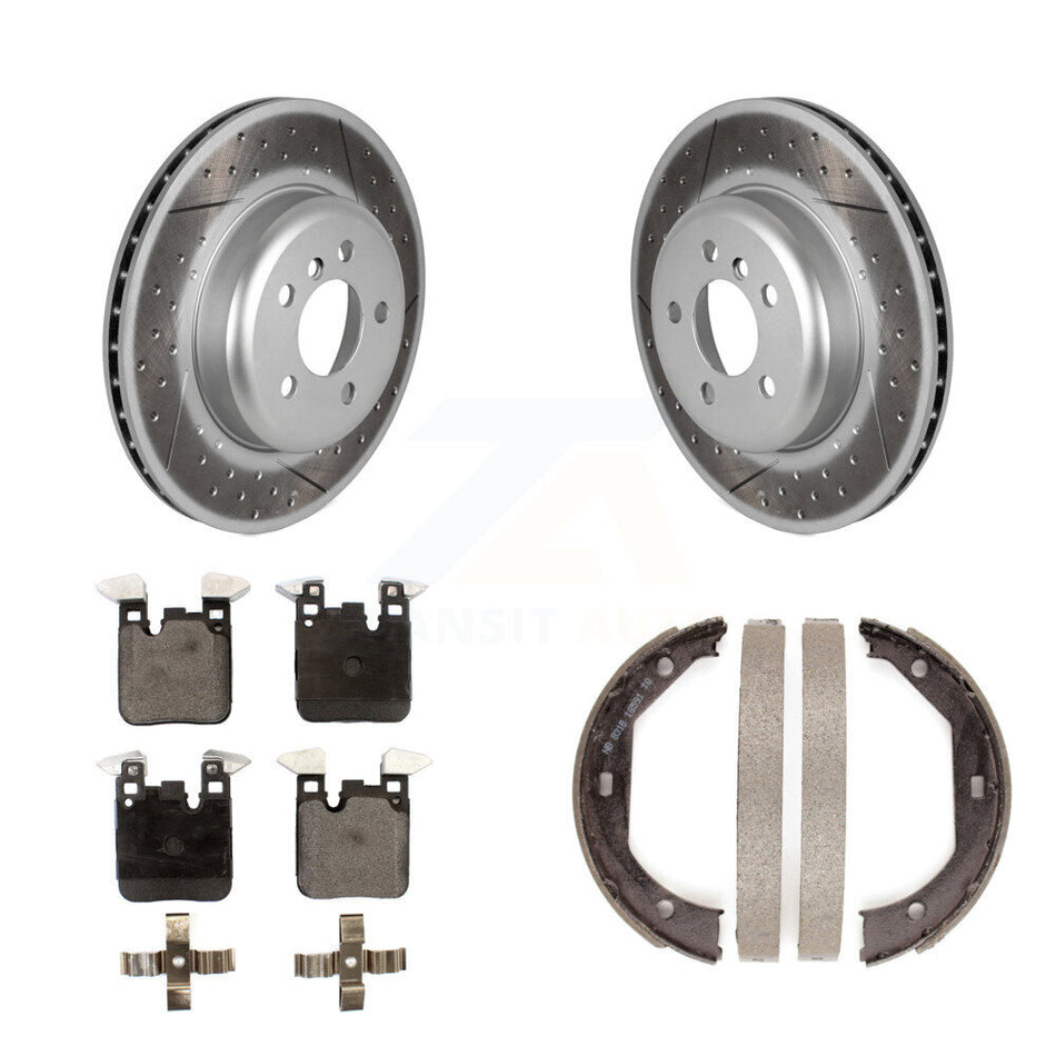 Rear Disc Coated Rotors Ceramic Pads Parking Shoes Kit For BMW 328i xDrive 330i 335i 428i KGT-103674