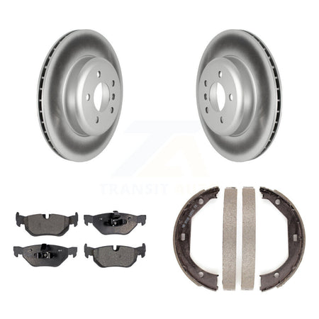 Rear Disc Coated Rotors Ceramic Pads And Parking Brake Shoes Kit For BMW 328i xDrive KGT-103677