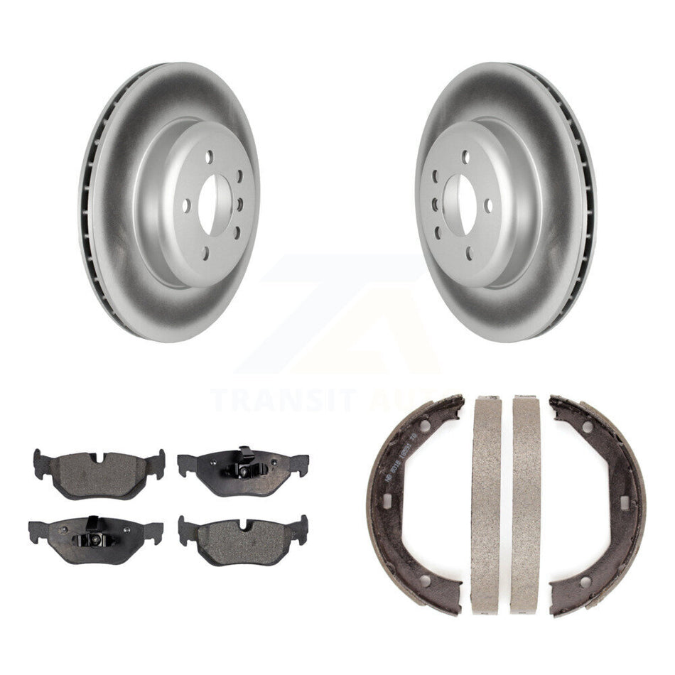Rear Disc Coated Rotors Ceramic Pads And Parking Brake Shoes Kit For BMW 328i xDrive KGT-103677