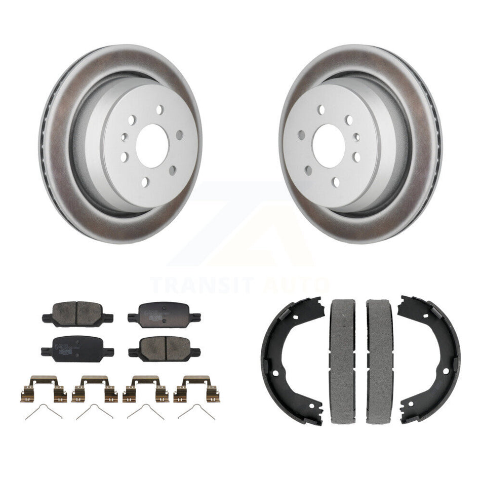 Rear Disc Coated Rotors Ceramic Pads Parking Shoes Kit For Chevrolet Colorado GMC Canyon KGT-103690