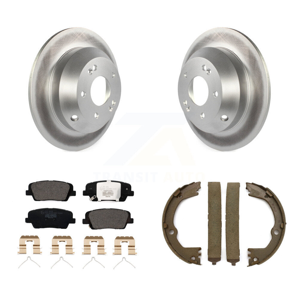 Rear Disc Coated Rotors Ceramic Pads And Parking Brake Shoes Kit For Kia Sorento KGT-103694