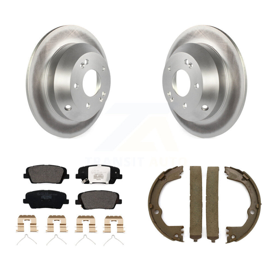 Rear Disc Coated Rotors Ceramic Pads And Parking Brake Shoes Kit For Kia Sorento KGT-103694