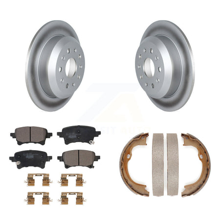 Rear Disc Coated Rotors Ceramic Pads And Parking Brake Shoes Kit For Jeep Wrangler KGT-103697