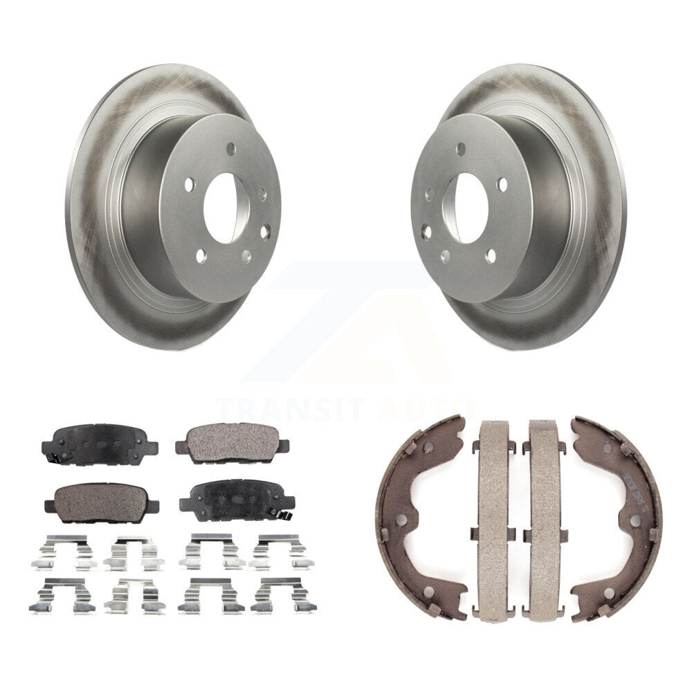Rear Disc Coated Rotors Ceramic Pads And Parking Brake Shoes Kit For Nissan Altima Maxima KGT-103713