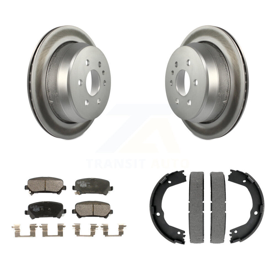 Rear Disc Coated Rotors Ceramic Pads Parking Shoes Kit For Chevrolet Colorado GMC Canyon KGT-103714