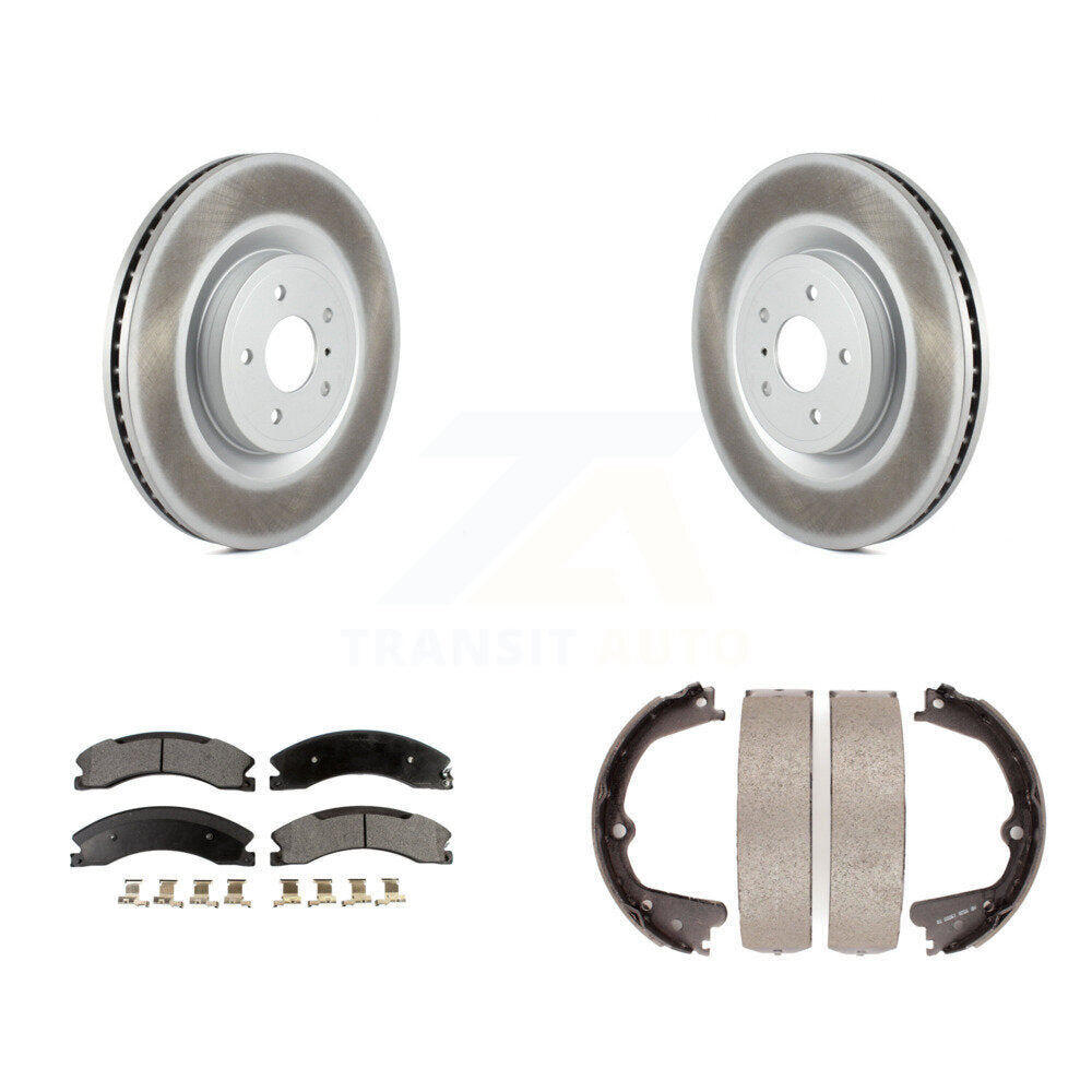 Rear Disc Coated Rotors Ceramic Pads & Parking Shoes Kit For Nissan NV2500 NV3500 NV1500 KGT-103718