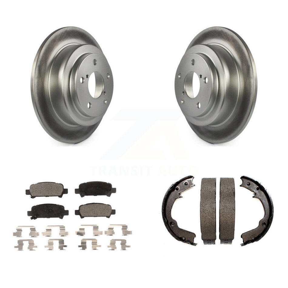 Rear Disc Coated Rotors Ceramic Pads Parking Brake Shoes Kit For Subaru Forester Impreza KGT-103720