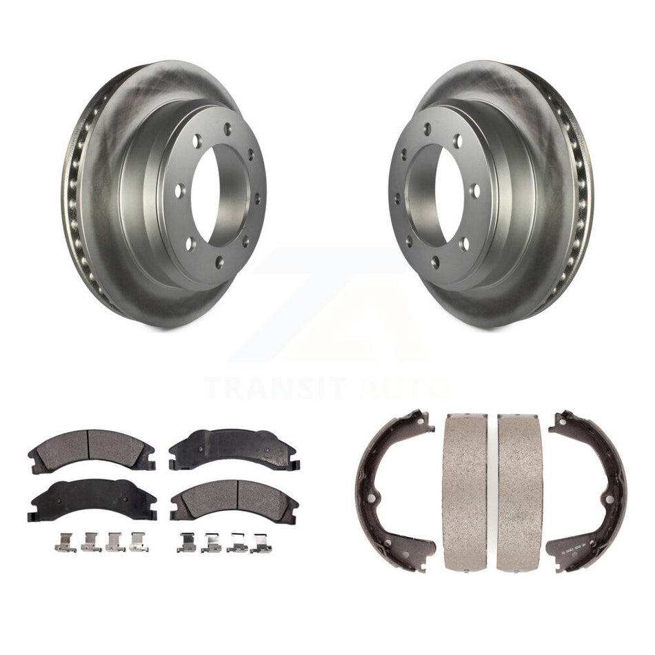 Rear Disc Coated Rotors Ceramic Pads & Parking Shoes Kit For Ford E-350 Super Duty E-250 KGT-103727
